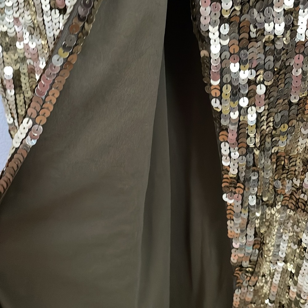 Mac Duggal‎ 93540 Bell Trumpet Sleeve One Shoulder Gold Sequin Column Gown 0 - Picture 6 of 6